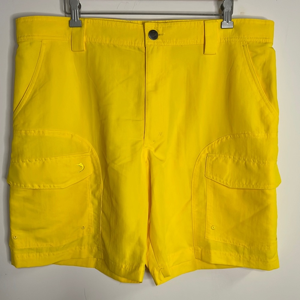 Reel Legends Sandbar Canary Yellow Fishing Cargo Shorts 38 NWT